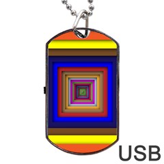 Square Abstract Geometric Art Dog Tag Usb Flash (two Sides) by Amaryn4rt