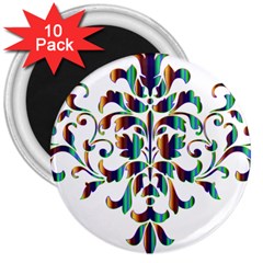 Damask Decorative Ornamental 3  Magnets (10 Pack) 