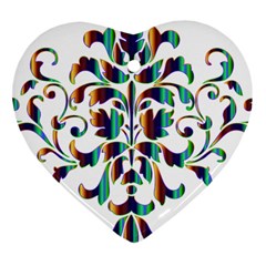 Damask Decorative Ornamental Heart Ornament (two Sides) by Amaryn4rt