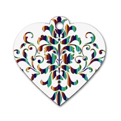 Damask Decorative Ornamental Dog Tag Heart (one Side)