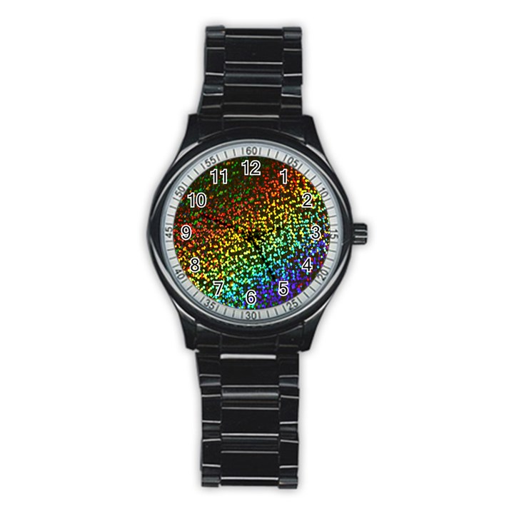 Construction Paper Iridescent Stainless Steel Round Watch