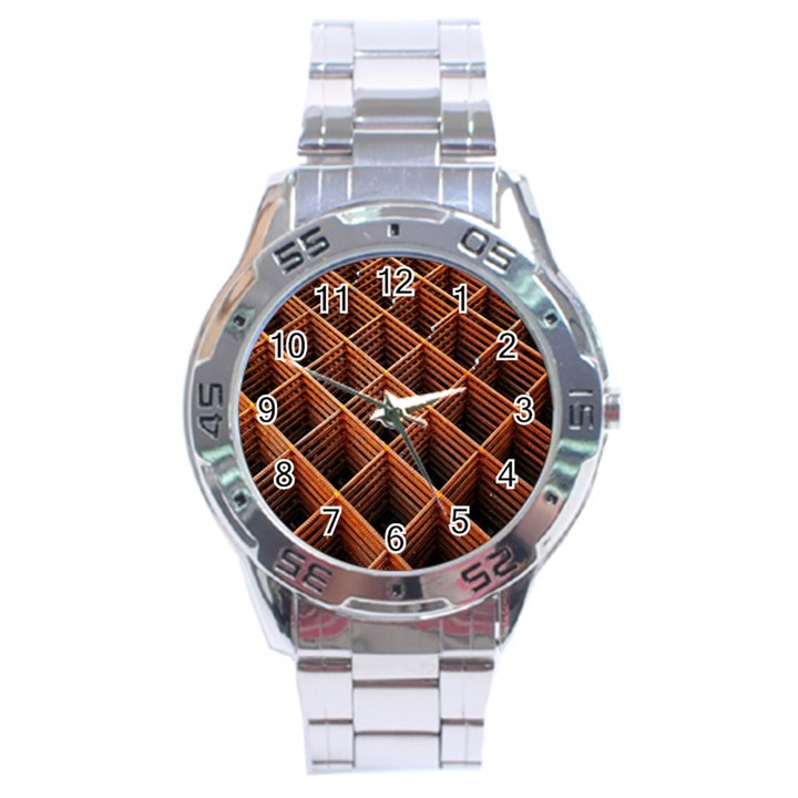 Metal Grid Framework Creates An Abstract Stainless Steel Analogue Watch