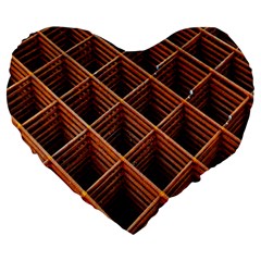 Metal Grid Framework Creates An Abstract Large 19  Premium Heart Shape Cushions by Amaryn4rt