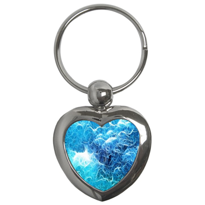 Fractal Occean Waves Artistic Background Key Chains (Heart) 