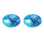 Fractal Occean Waves Artistic Background Cufflinks (Oval) Front(Pair)