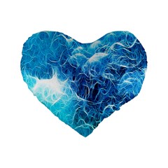 Fractal Occean Waves Artistic Background Standard 16  Premium Heart Shape Cushions