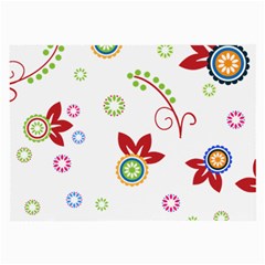 Colorful Floral Wallpaper Background Pattern Large Glasses Cloth (2-side) by Amaryn4rt