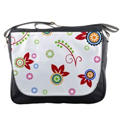 Colorful Floral Wallpaper Background Pattern Messenger Bags