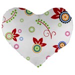 Colorful Floral Wallpaper Background Pattern Large 19  Premium Flano Heart Shape Cushions Front