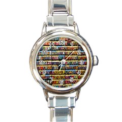 Flower Seeds For Sale At Garden Center Pattern Round Italian Charm Watch by Amaryn4rt