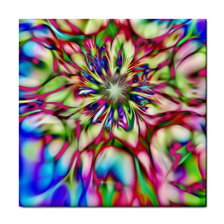 Magic Fractal Flower Multicolored Tile Coasters