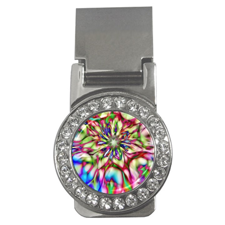 Magic Fractal Flower Multicolored Money Clips (CZ) 