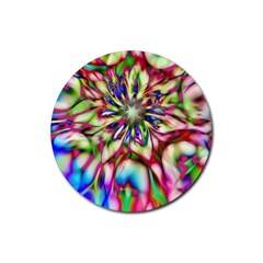 Magic Fractal Flower Multicolored Rubber Coaster (round)  by EDDArt