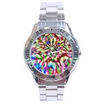 Magic Fractal Flower Multicolored Stainless Steel Analogue Watch Front