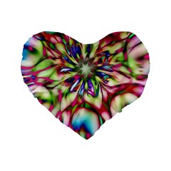 Magic Fractal Flower Multicolored Standard 16  Premium Heart Shape Cushions by EDDArt