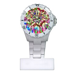 Magic Fractal Flower Multicolored Plastic Nurses Watch by EDDArt