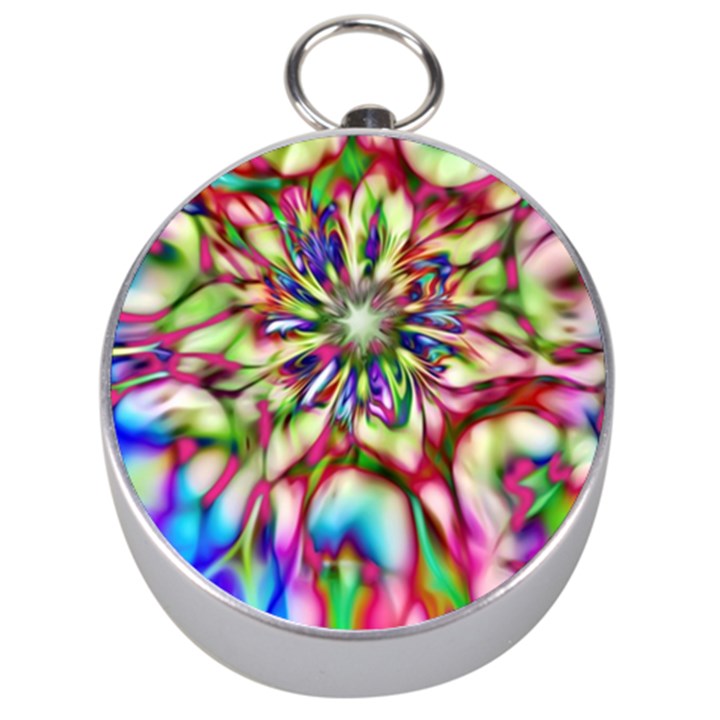 Magic Fractal Flower Multicolored Silver Compasses