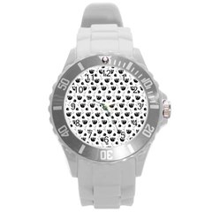 Floral Pattern Round Plastic Sport Watch (l) by Valentinaart