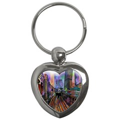 Downtown Chicago Key Chains (heart)  by Amaryn4rt