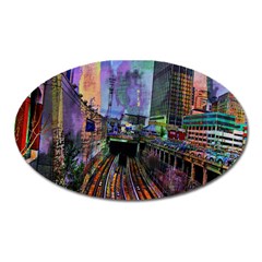 Downtown Chicago Oval Magnet by Amaryn4rt