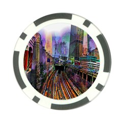 Downtown Chicago Poker Chip Card Guard by Amaryn4rt