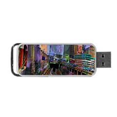 Downtown Chicago Portable Usb Flash (one Side) by Amaryn4rt