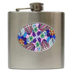 Wallpaper Created From Coloring Book Hip Flask (6 Oz) by Amaryn4rt