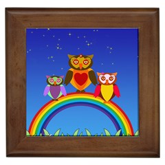 Owls Rainbow Animals Birds Nature Framed Tiles by Amaryn4rt