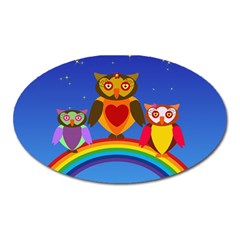 Owls Rainbow Animals Birds Nature Oval Magnet