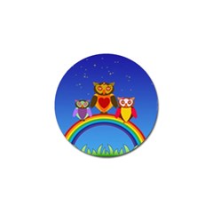 Owls Rainbow Animals Birds Nature Golf Ball Marker by Amaryn4rt