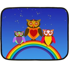 Owls Rainbow Animals Birds Nature Double Sided Fleece Blanket (mini)  by Amaryn4rt