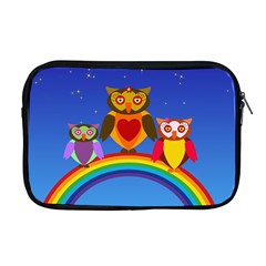 Owls Rainbow Animals Birds Nature Apple Macbook Pro 17  Zipper Case by Amaryn4rt
