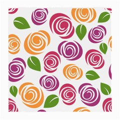 Colorful Seamless Floral Flowers Pattern Wallpaper Background Medium Glasses Cloth (2-side) by Amaryn4rt