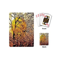 Summer Sun Set Fractal Forest Background Playing Cards (mini)  by Amaryn4rt