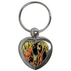 Artistic Effect Fractal Forest Background Key Chains (Heart) 