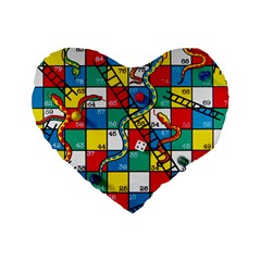 Snakes And Ladders Standard 16  Premium Heart Shape Cushions by Amaryn4rt