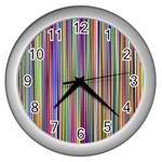 Striped Stripes Abstract Geometric Wall Clocks (Silver)  Front