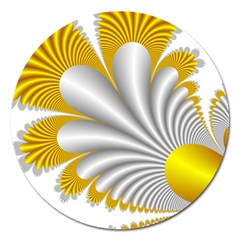 Fractal Gold Palm Tree  Magnet 5  (round) by Amaryn4rt