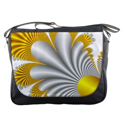 Fractal Gold Palm Tree  Messenger Bags by Amaryn4rt