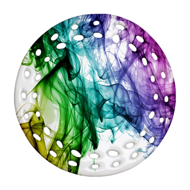 Colour Smoke Rainbow Color Design Round Filigree Ornament (Two Sides)