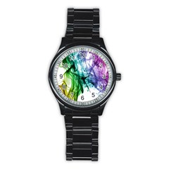 Colour Smoke Rainbow Color Design Stainless Steel Round Watch by Amaryn4rt