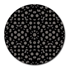 Dark Ditsy Floral Pattern Round Mousepads by dflcprints