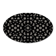 Dark Ditsy Floral Pattern Oval Magnet by dflcprints