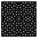 Dark Ditsy Floral Pattern Large Satin Scarf (Square) Front