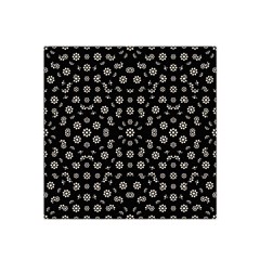 Dark Ditsy Floral Pattern Satin Bandana Scarf