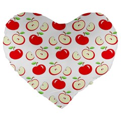 Apple Pattern Large 19  Premium Flano Heart Shape Cushions by Valentinaart