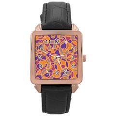 Pattern Rose Gold Leather Watch 