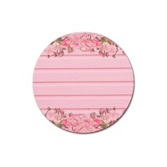 Pink Peony Outline Romantic Magnet 3  (round) by Simbadda