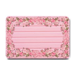 Pink Peony Outline Romantic Small Doormat  by Simbadda