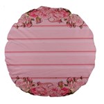 Pink Peony Outline Romantic Large 18  Premium Round Cushions Back